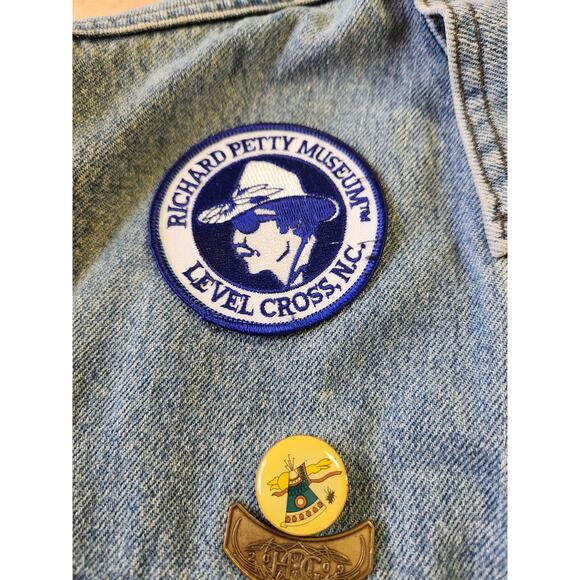 Harley Davidson Veteran Smoky Moutain Denim Jean Patch Pins Vest Men Sz Med - Picture 5 of 12